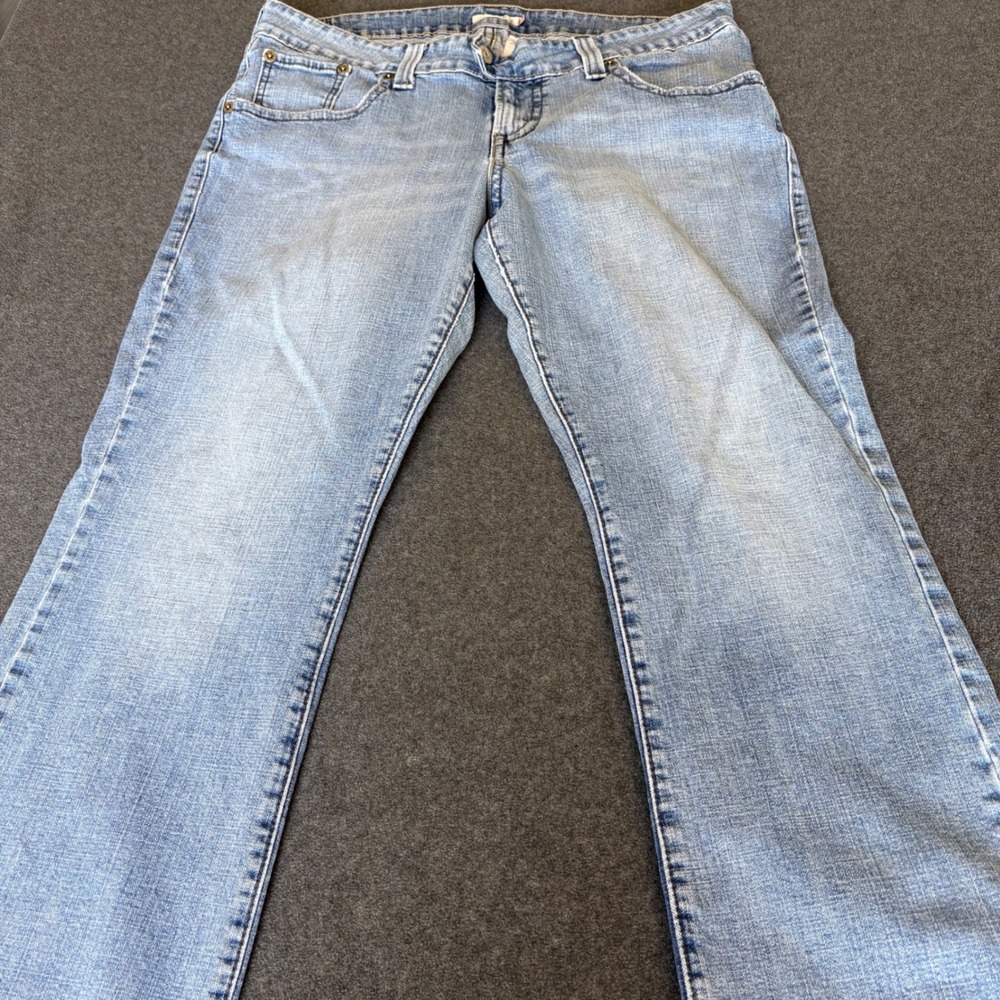 Levis 542 Bootcut Jeans Womens 20M Light Wash Low Rise Stretch Denim Y2K Frayed